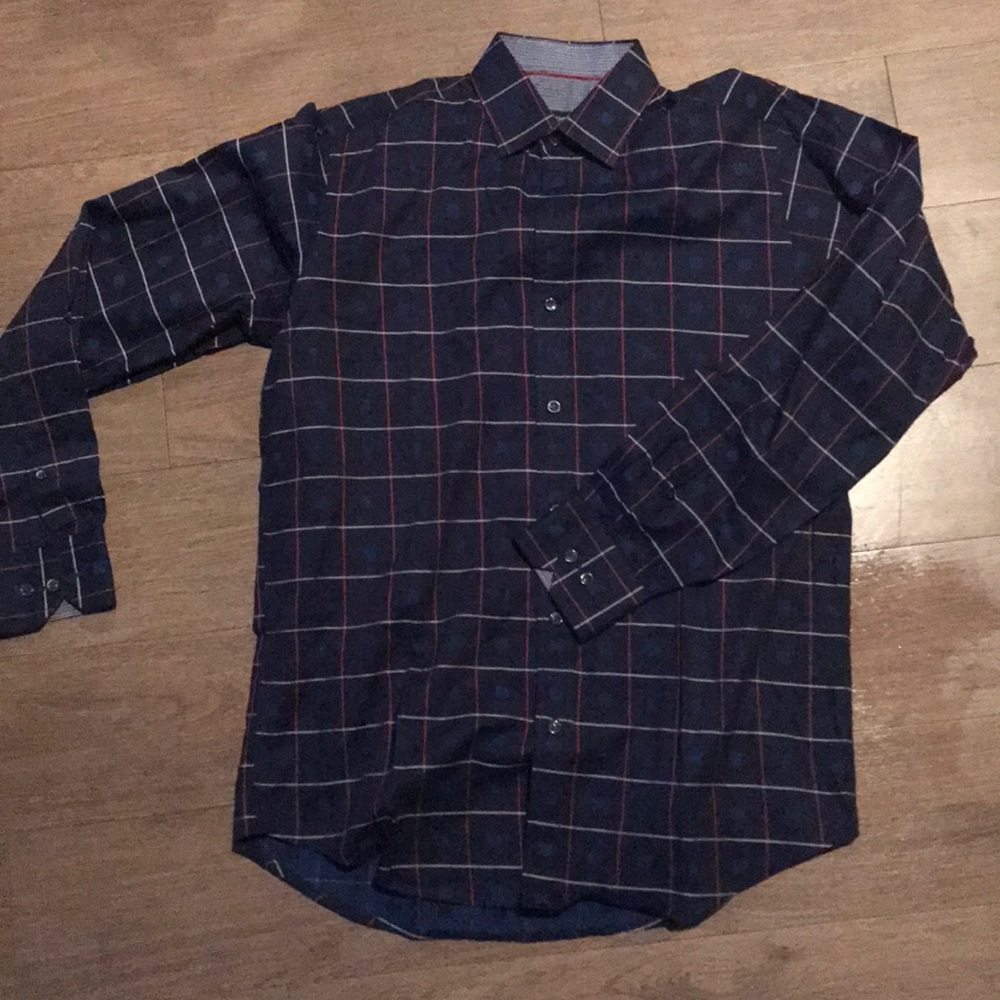 Bugatchi Luxury Dress Shirt Windowpane Style